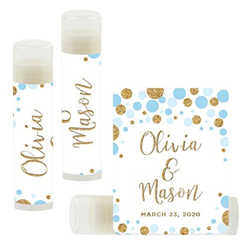 Baby Blue Faux Gold Glitter Custom Bride's Name Date
