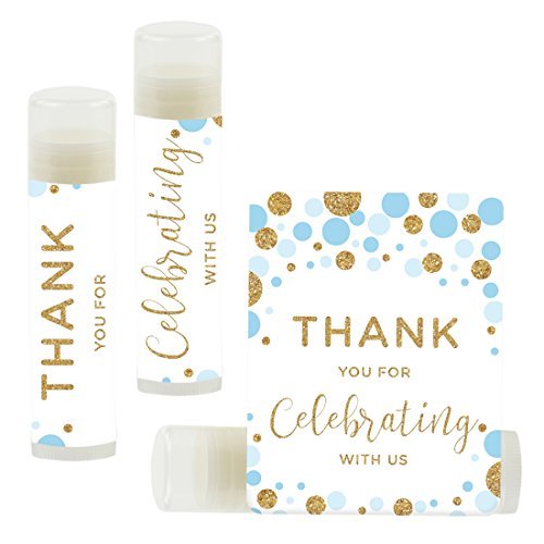 Baby Blue Faux Gold Glitter Thank You