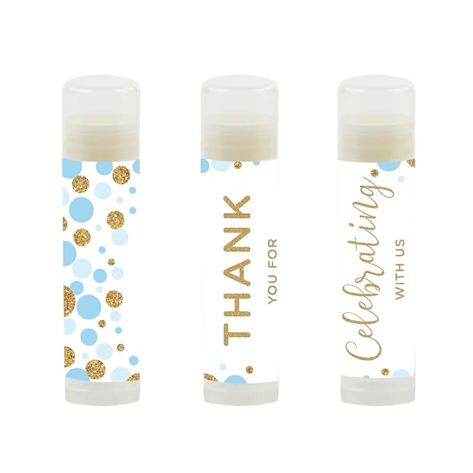 Baby Blue Faux Gold Glitter Thank You