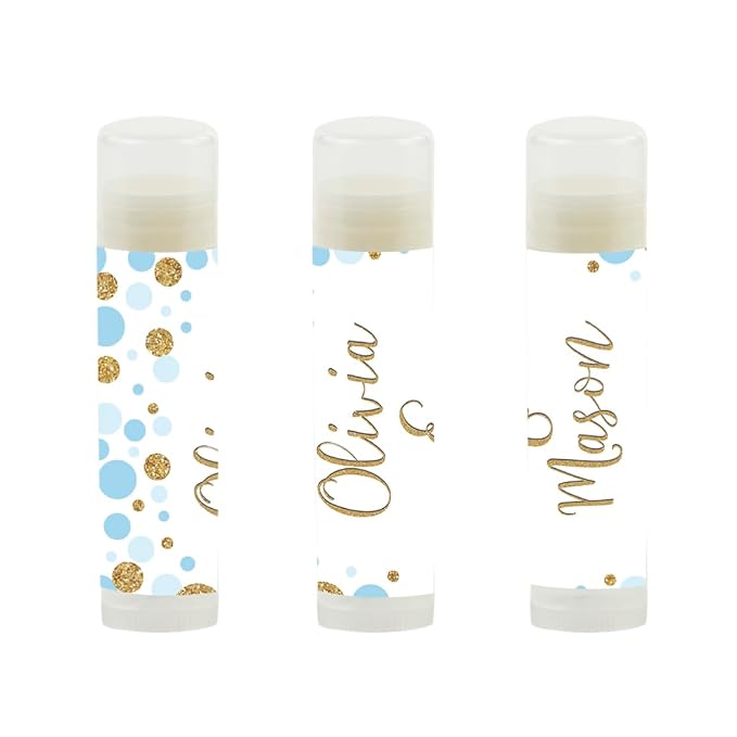 Baby Blue Faux Gold Glitter Custom Bride's Name Date