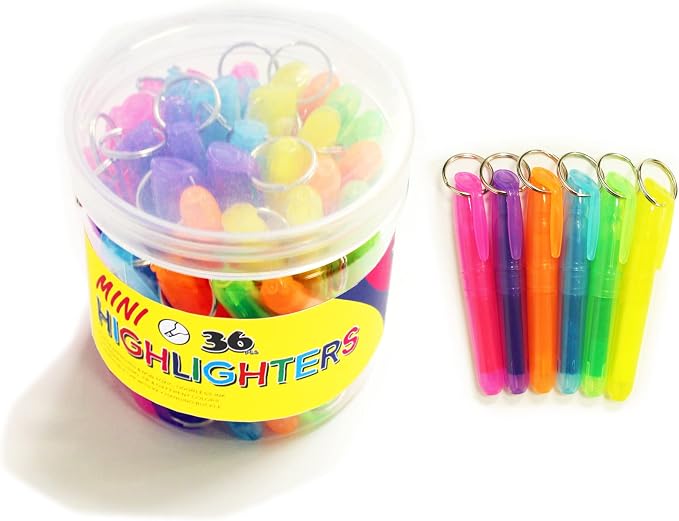 Mini Highlighters 36Pcs with Key-ring