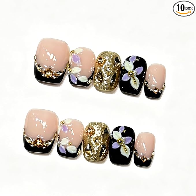 Nude & Black French Tip