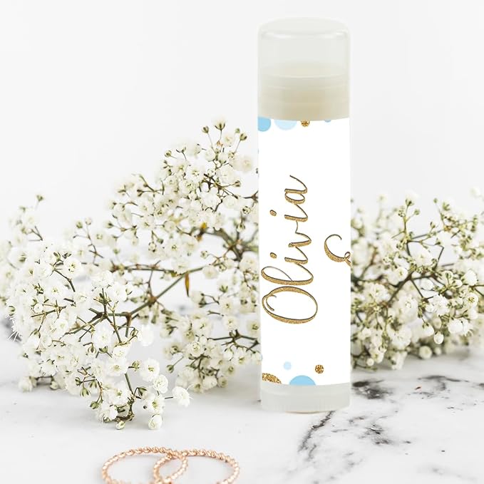 Baby Blue Faux Gold Glitter Custom Bride's Name Date