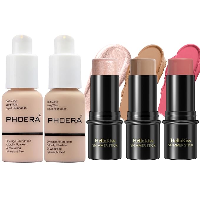 2pcs-101+102+ Fair-Light Contour/Porcelain+ Nude+#03,#09,#12