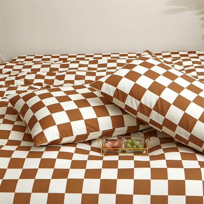 2-white Brown Plaid