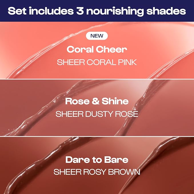 Set of 3 - Coral Cheer, Rose & Shine, Dare to Bare