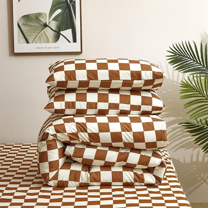 2-white Brown Plaid