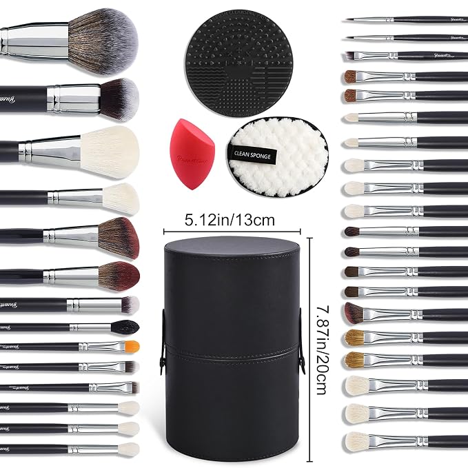 34Pcs Matte Black+Large Holder