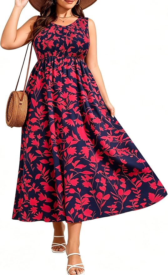 Blue Red Floral