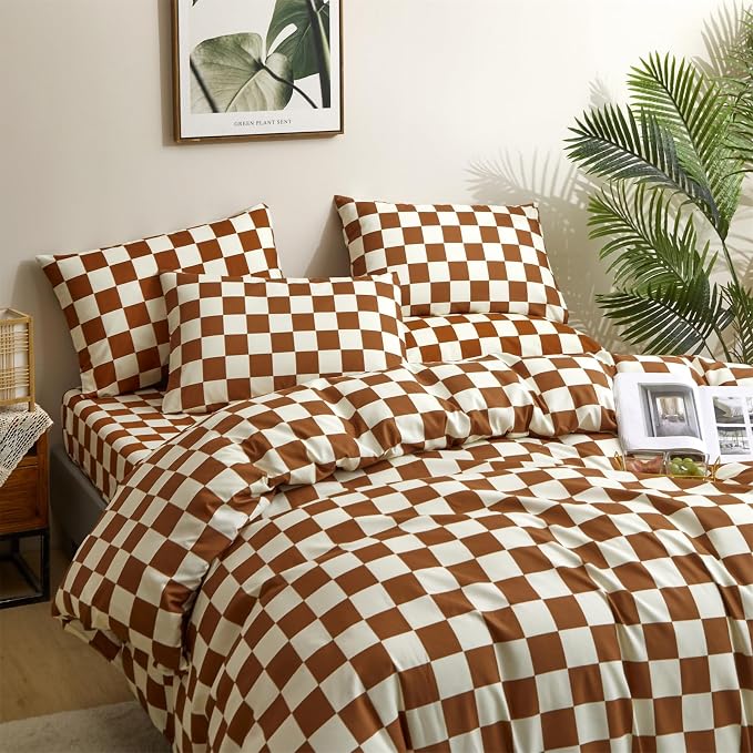 2-white Brown Plaid