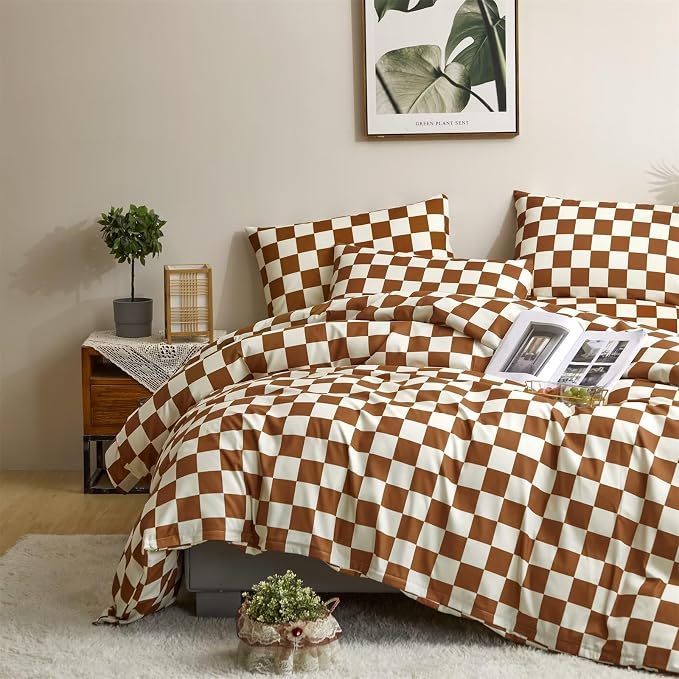 2-white Brown Plaid