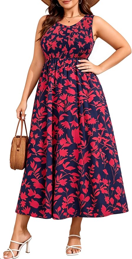 Blue Red Floral