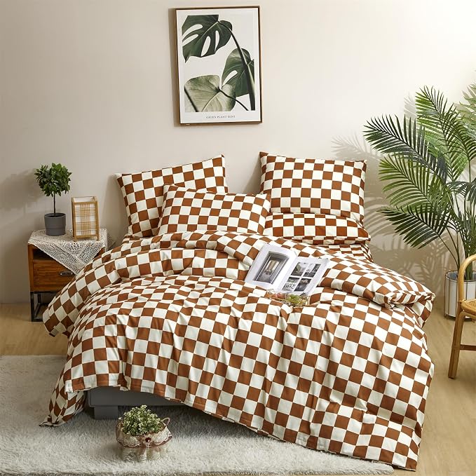2-white Brown Plaid