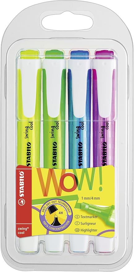 Yellow, Green, Blue, Pink