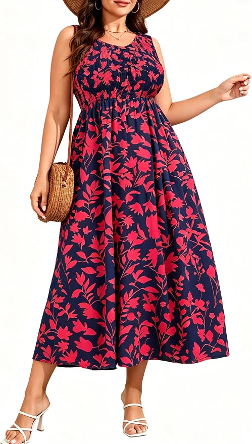 Blue Red Floral