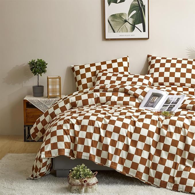 2-white Brown Plaid