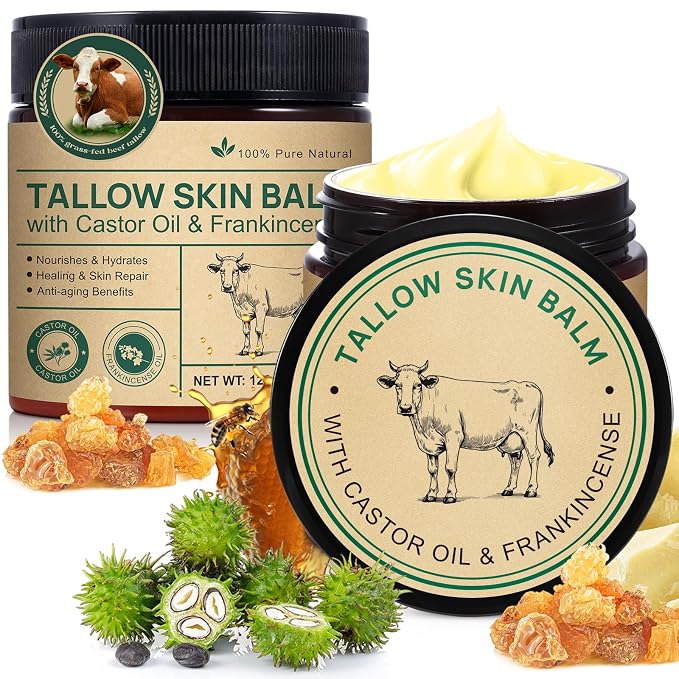 2 Pack Beef Tallow Castor Oil