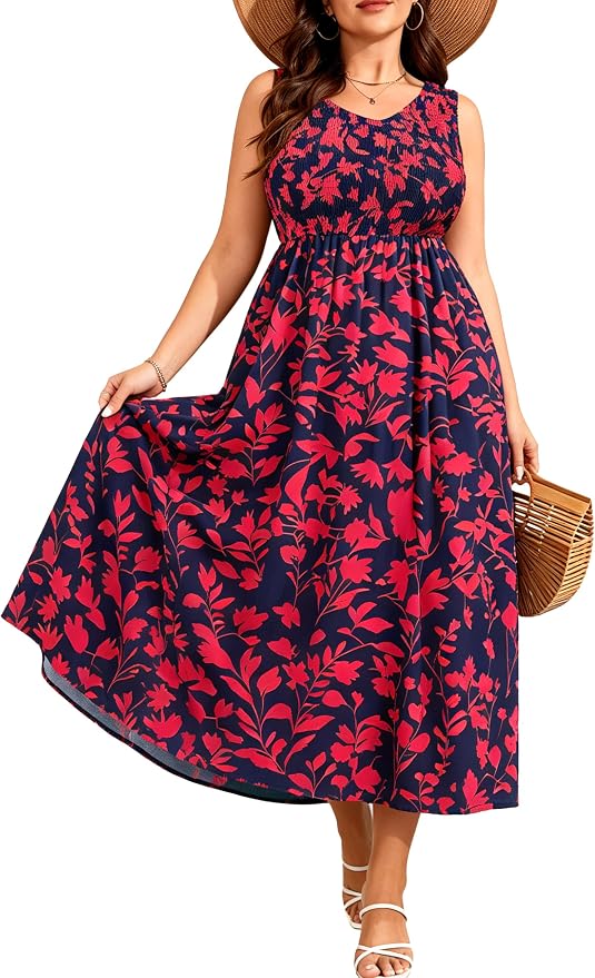 Blue Red Floral