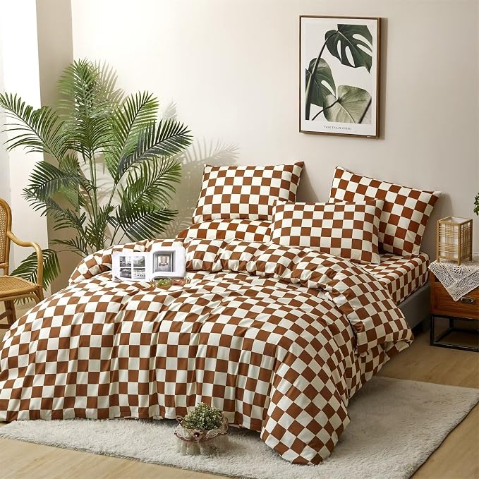 2-white Brown Plaid