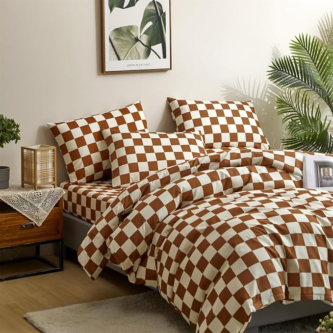 2-white Brown Plaid