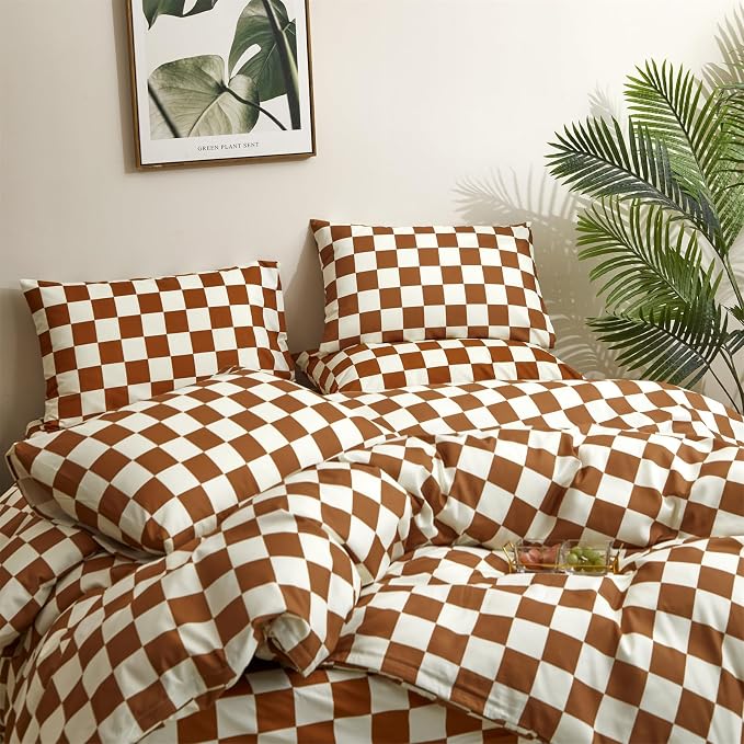2-white Brown Plaid