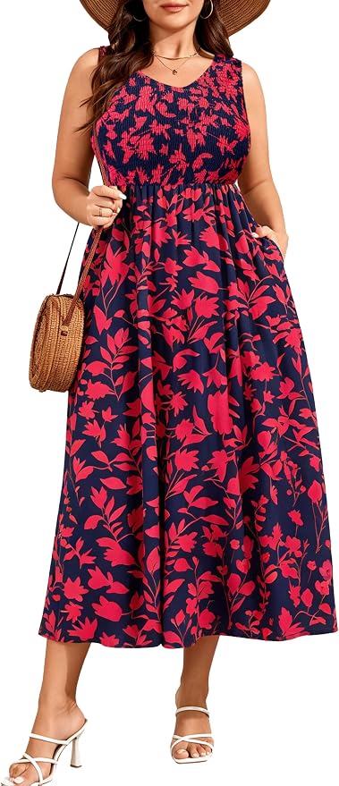 Blue Red Floral