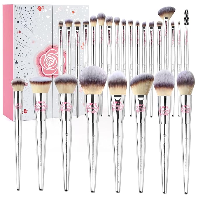 26Pcs Silver Gift Makeup Brushes
