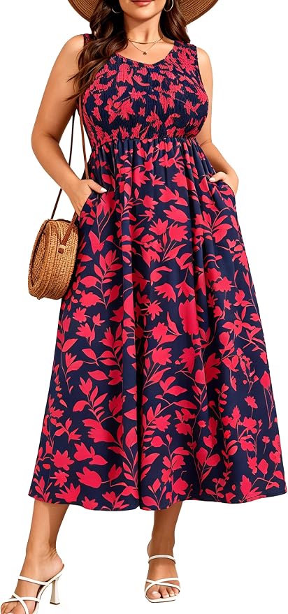 Blue Red Floral