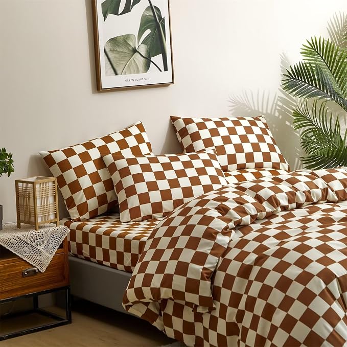 2-white Brown Plaid