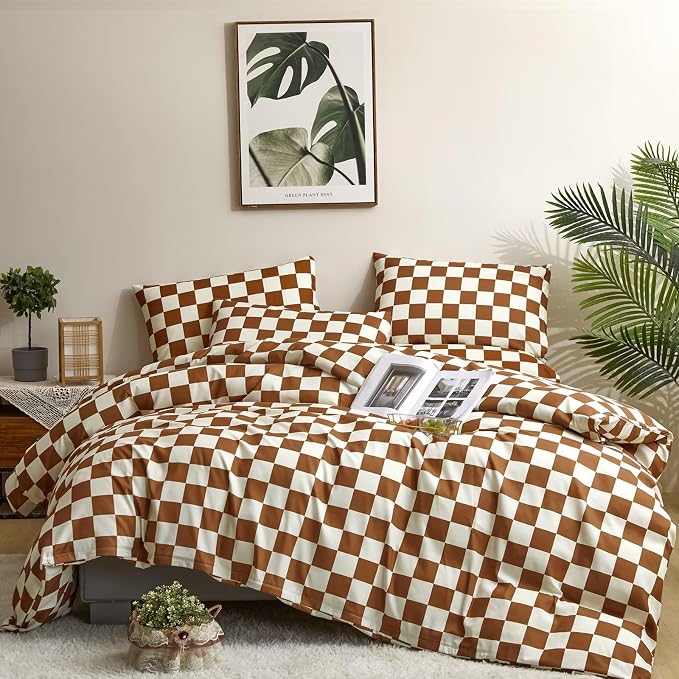 2-white Brown Plaid